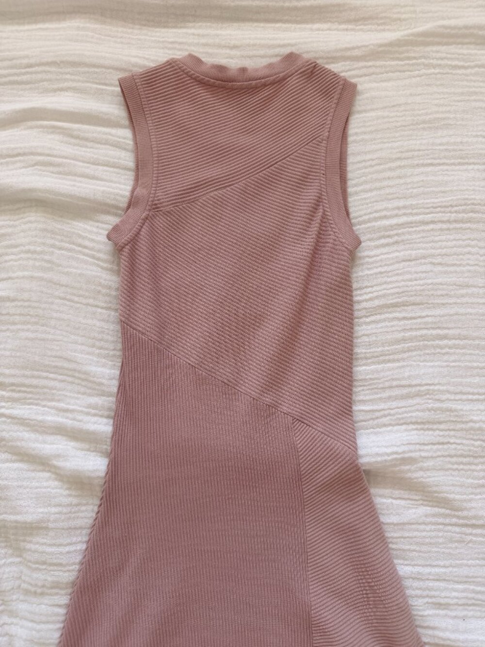 ALL SAINTS Gia Rib Pale Orchid Pink Asymmetric Sleeveless Dress Women - Size 2 - Picture 4 of 7